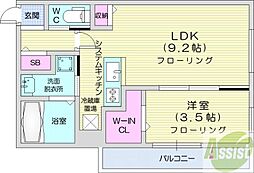札幌市中央区南四条西25丁目マンション 1LDKの間取図画像