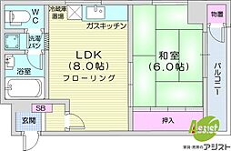 リベルティ大通 1LDKの間取図画像
