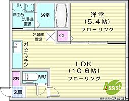 シティレジデンス南6条 1LDKの間取図画像