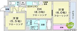 朝日プラザ偕楽園 2DKの間取図画像