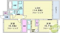 アビタシオン美香保 2LDKの間取図画像