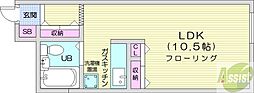 シティハイムジュネス 1Kの間取図画像