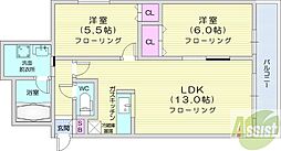 エルム21 2LDKの間取図画像