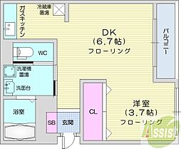 エストラーダN18 1DKの間取図画像