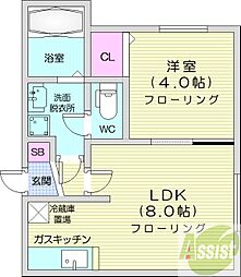 ヴィラ・フローラ 1LDKの間取図画像