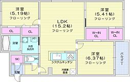ポルトボヌール 3LDKの間取図画像