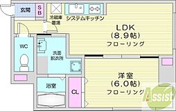 プレゼンスN9-C 1LDKの間取図画像