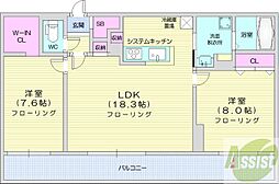 Grandzabo Honcho 2LDKの間取図画像