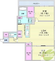 ビッグレジデンス円山宮ケ丘 2LDKの間取図画像