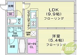 Tiamoasabu 1LDKの間取図画像
