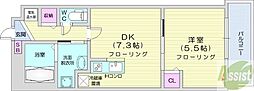 イリオス中島公園 1DKの間取図画像