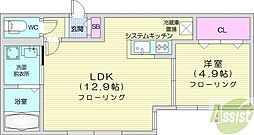 Erice N27 1LDKの間取図画像