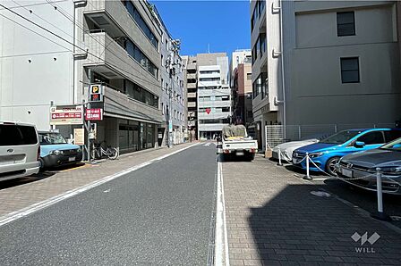 敷地の北側前面道路(西側から)