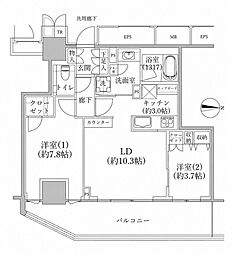 ブリリアタワー池袋West 2LDKの間取図画像