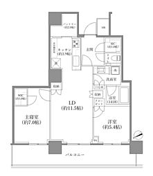 ザ・タワー横浜北仲 2LDKの間取図画像