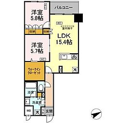 サンジョイアゼロ 2LDKの間取図画像