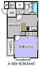 ローズマンションA-1 1DKの間取図画像