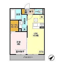 ディアコートM 1LDKの間取図画像