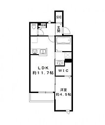 dendouce 1LDKの間取図画像