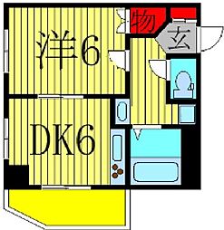 メゾングリーンアップル 1DKの間取図画像