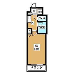ラックス 1Kの間取図画像