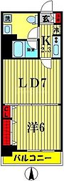 パークアクシス亀戸 1LDKの間取図画像