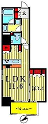 CRESTCOURT清澄庭園 1LDKの間取図画像