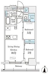 プライムブリス深川住吉 2LDKの間取図画像