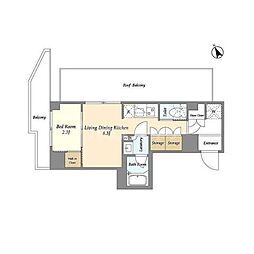 AZURETERRACE門前仲町 1LDKの間取図画像