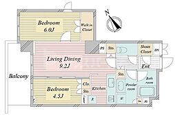 アクティ東仲通り 2LDKの間取図画像