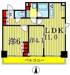 パークアクシス菊川ステーションゲート 2LDKの間取図画像