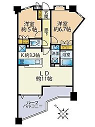 グランドシティ勝どきアーバンオアシス 2LDKの間取図画像