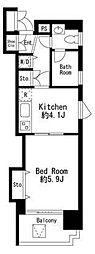PRIMEURBAN日本橋茅場町 1DKの間取図画像