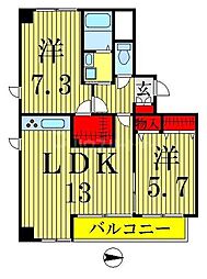 パークヒルズ 2LDKの間取図画像