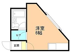 わか勝ビルNo.16 ワンルームの間取図画像