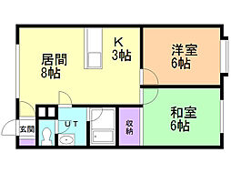 コーポリン 2LDKの間取図画像