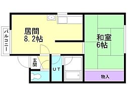 マリンホーム 1LDKの間取図画像