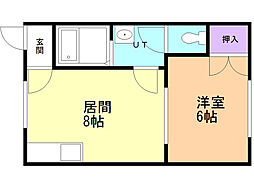 グランディール昭和 1LDKの間取図画像