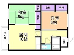 ファミール北浜 2LDKの間取図画像