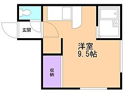 乃木町第1レジデンス ワンルームの間取図画像