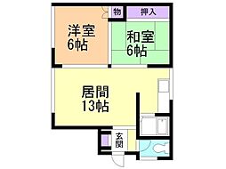 コーポ西村 2LDKの間取図画像