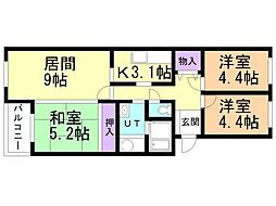 シャルム深堀 3LDKの間取図画像
