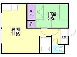 キャッスル長谷川 1LDKの間取図画像