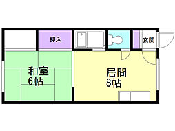 プラザマンション北浜1号館 1LDKの間取図画像