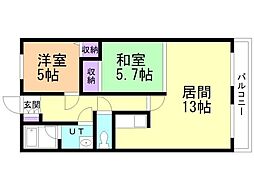 ランドマーク昭和 2LDKの間取図画像