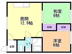 サニーハイツ1 2LDKの間取図画像