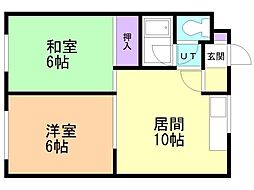 ルベール富岡 2LDKの間取図画像