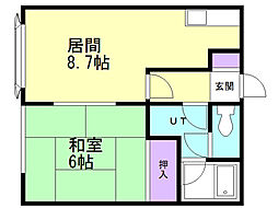 エイダイフラット昭和1 1LDKの間取図画像