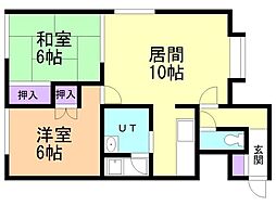 エイダイフラットB 2LDKの間取図画像