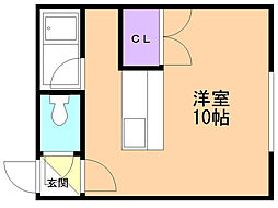 テラハウス深堀 ワンルームの間取図画像